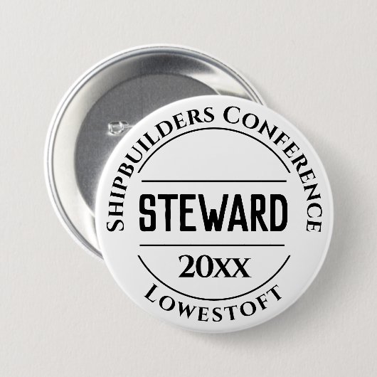 Steward Badge Button 缶バッジ (正面&裏面)