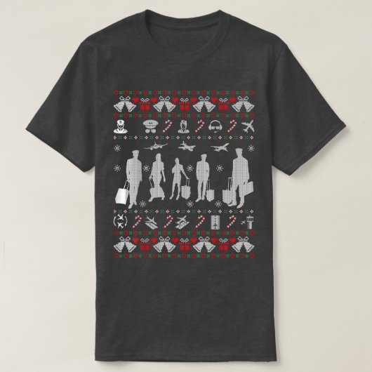 Stewardess Flight Attendant Ugly Christmas Sweater Tシャツ (デザイン正面)