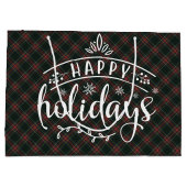 Stewart Black Modern  Scottish Tartan Christmas ラージペーパーバッグ (裏面)