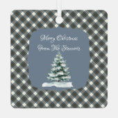 Stewart Blue Dress Scottish Clan Tartan Christmas メタルオーナメント (裏面)
