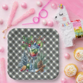 Stewart Blue Scottish Tartan Christmas Paper Plate ペーパープレート (パーティー)