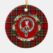 Stewart Clan Badge & Tartan Personalized Xmas セラミックオーナメント (正面)