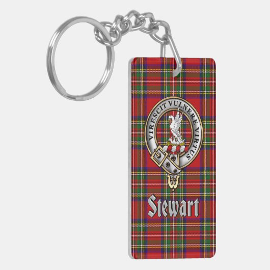 Stewart Clan Badge/Tartan Rectangle キーホルダー (正面左)