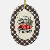 Stewart Dress Tartan Most Wonderful Time Christma セラミックオーナメント (正面)