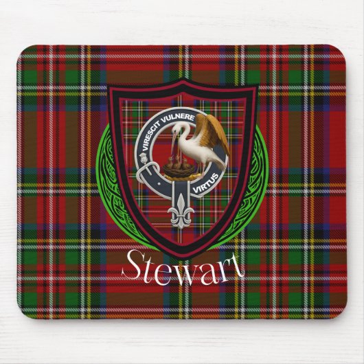 Stewart Scottish Clan Tartan and Crest  マウスパッド (正面)