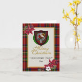 Stewart Scottish Clan Tartan & Crest カード (黄色い花)