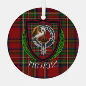 Stewart Scottish Clan Tartan & Crest ガラスオーナメント (裏面)