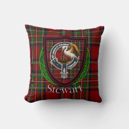 Stewart Scottish Clan Tartan & Crest クッション