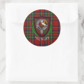 Stewart Scottish Clan Tartan & Crest ラウンドシール (バッグ)