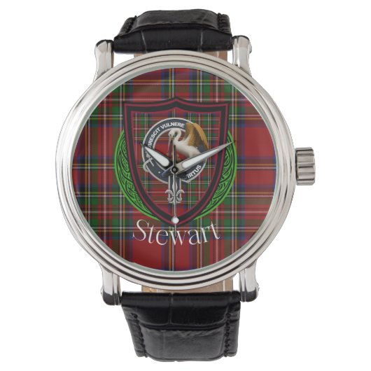 Stewart Scottish Clan Tartan & Crest 腕時計 (正面)
