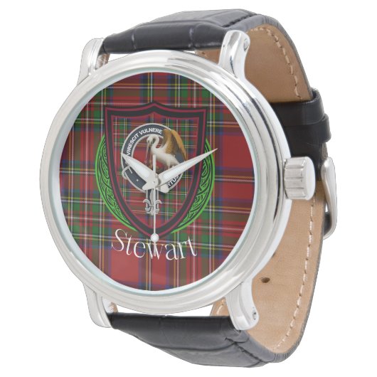 Stewart Scottish Clan Tartan & Crest 腕時計 (アングル)