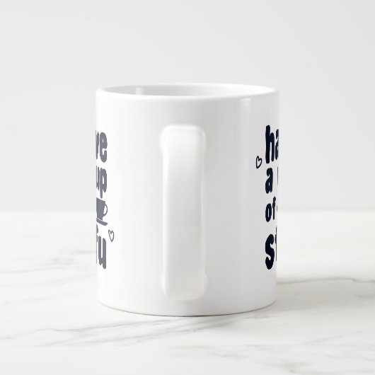 Stfuの皮肉なコーヒー好きのカップを持っている ジャンボコーヒーマグカップ (裏面)