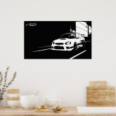 STI WRXの転がドリフトロゴ付きショット ポスター (キッチン)