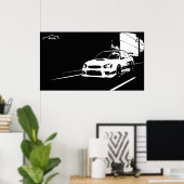 STI WRXの転がドリフトロゴ付きショット ポスター (ホームオフィス)