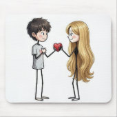 Stick Figure Boy Giving His Heart Away マウスパッド (正面)