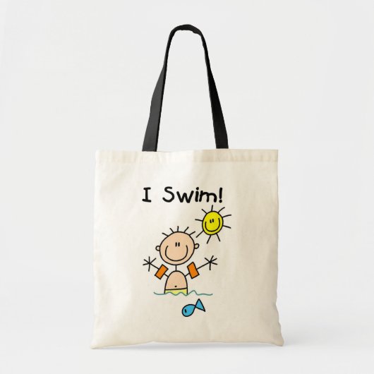 Stick Figure Boy I Swim トートバッグ (正面)