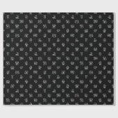 Stick Figure Christmas Cheer White on Black Holida ラッピングペーパー (フラット)