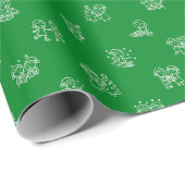Stick Figure Christmas Cheer White on Green Holida ラッピングペーパー (ロールコーナー)