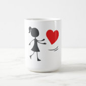 Stick Figure Girl Catching Heart Graphic Tee コーヒーマグカップ (中央)