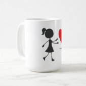 Stick Figure Girl Catching Heart Graphic Tee コーヒーマグカップ (正面左)