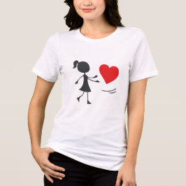 Stick Figure Girl Catching Heart Graphic Tee トライブレンドTシャツ