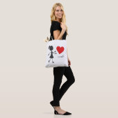 Stick Figure Girl Catching Heart Graphic Tee トートバッグ (モデル)