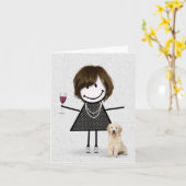 Stick Figure Girl Note Card カード (黄色い花)