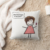 Stick Figure Girl With Wine Glass クッション (ブランケット)