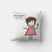 Stick Figure Girl With Wine Glass クッション (正面)