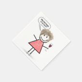 Stick Figure Girl With Wine Glass スタンダードカクテルナプキン (角)