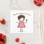 Stick Figure Girl With Wine Glass and Quote スタンダードカクテルナプキン (インサイチュ)