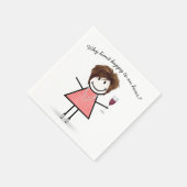 Stick Figure Girl With Wine Glass and Quote スタンダードカクテルナプキン (角)