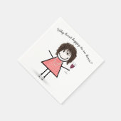 Stick Figure Girl With Wine Glass and Quote スタンダードカクテルナプキン (角)