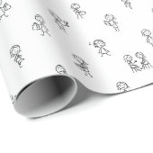 Stick Figure Girls Everyday Life – Black on White  ラッピングペーパー (ロールコーナー)