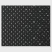 Stick Figure Girls Everyday Life – White on Black  ラッピングペーパー (フラット)