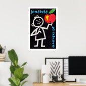 Stick Figure Holding Apple Matchbox Art Print ポスター (ホームオフィス)
