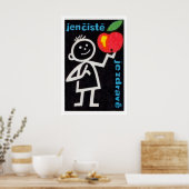 Stick Figure Holding Apple Matchbox Art Print ポスター (キッチン)