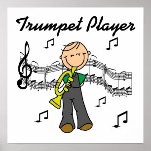 Stick Figure Male Trumpet Player T-shirts and GIft ポスター