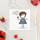 Stick Figure Party Girl with Red Wine スタンダードカクテルナプキン (インサイチュ)