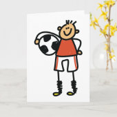 Stick Figure Soccer Boy Football Player カード (黄色い花)