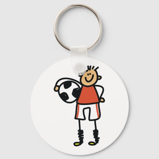 Stick Figure Soccer Boy Football Player キーホルダー (正面)