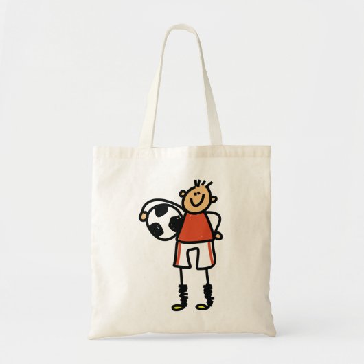 Stick Figure Soccer Boy Football Player トートバッグ (正面)
