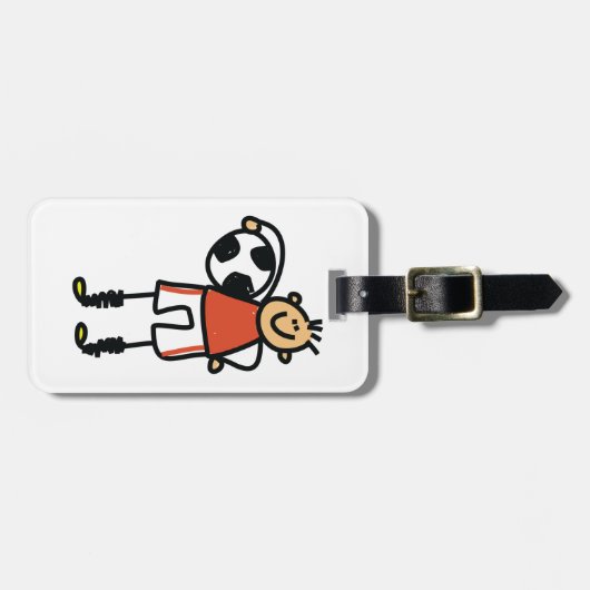 Stick Figure Soccer Boy Football Player ラゲッジタグ (正面横)