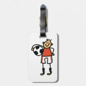 Stick Figure Soccer Boy Football Player ラゲッジタグ (裏面縦)