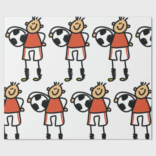 Stick Figure Soccer Boy Football Player ラッピングペーパー (フラット)
