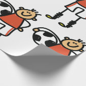Stick Figure Soccer Boy Football Player ラッピングペーパー (角)