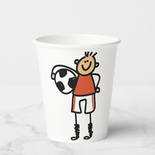 Stick Figure Soccer Boy Football Player 紙コップ (正面)