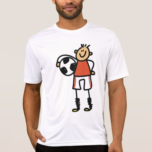 Stick Figure Soccer Boy Football Player Tシャツ (正面)