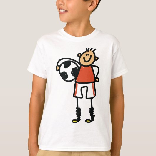 Stick Figure Soccer Boy Football Player Tシャツ (正面)