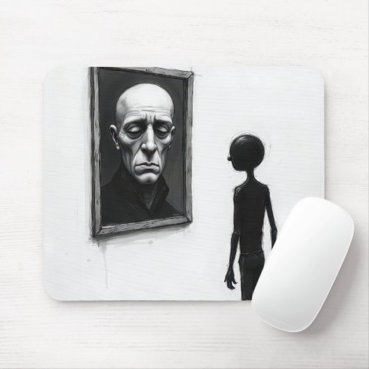 Stick Figure Staring a Bald Man Portrait マウスパッド (マウス)
